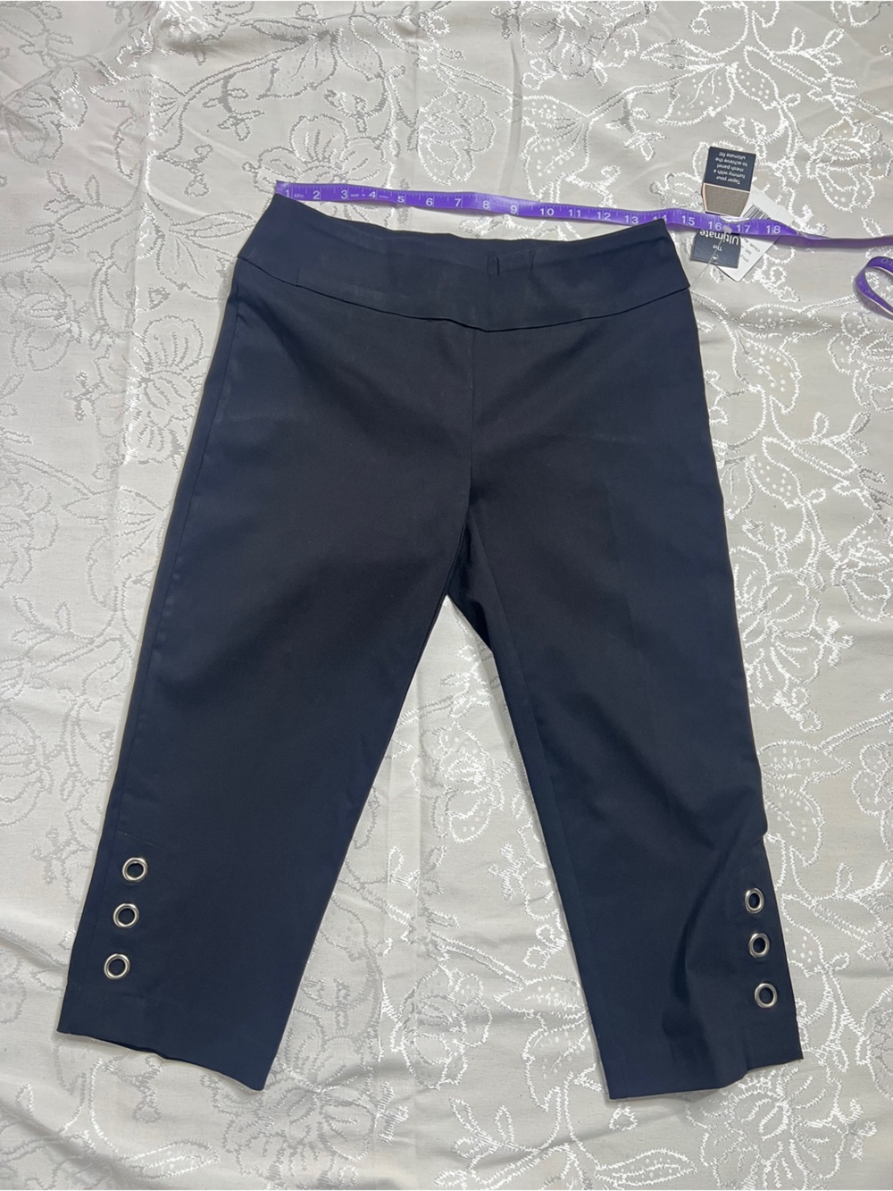 Zac & Rachel Navy Girls Cropped Shorts with Grommet Detail
